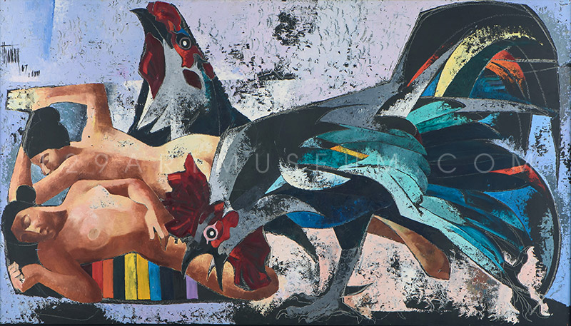 Woman and Roosters - 1967